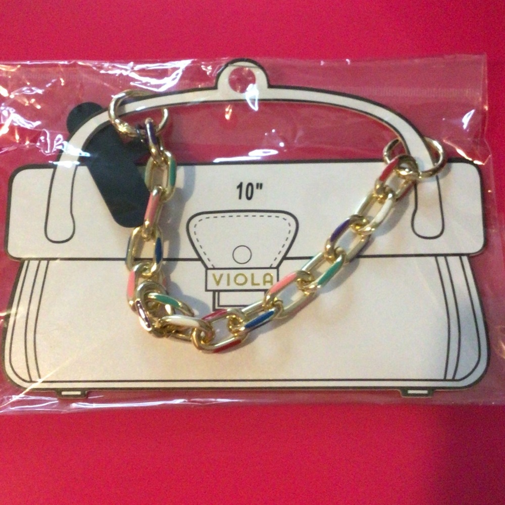 Gold and Multicolor Chain Bracelet